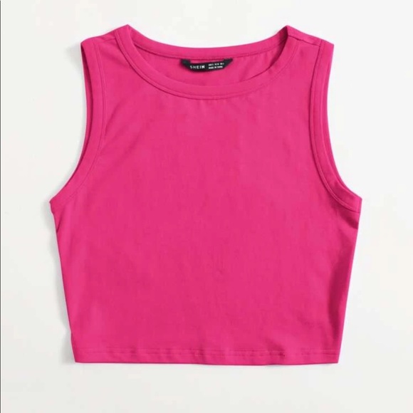 SHEIN Tops - 🦋SHEIN solid hot pink crop tank